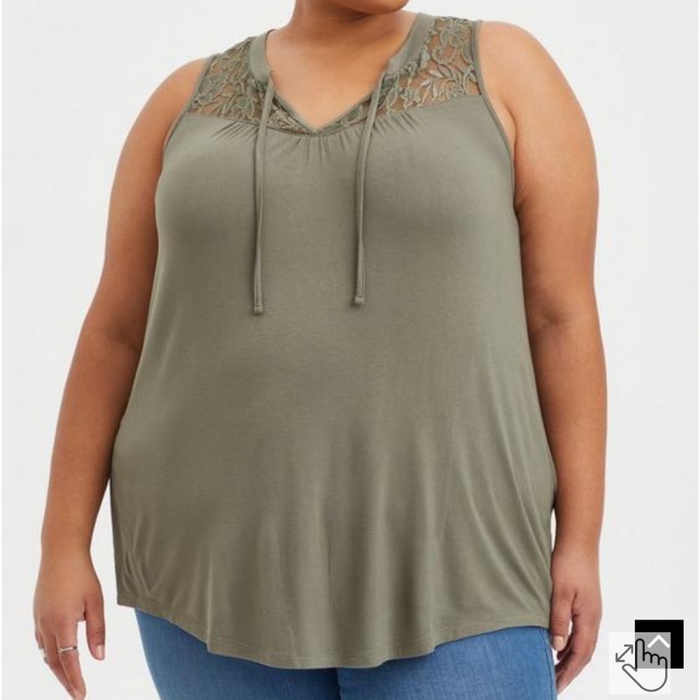 Torrid Super Soft V-Neck Lace Yoke Swing Tank